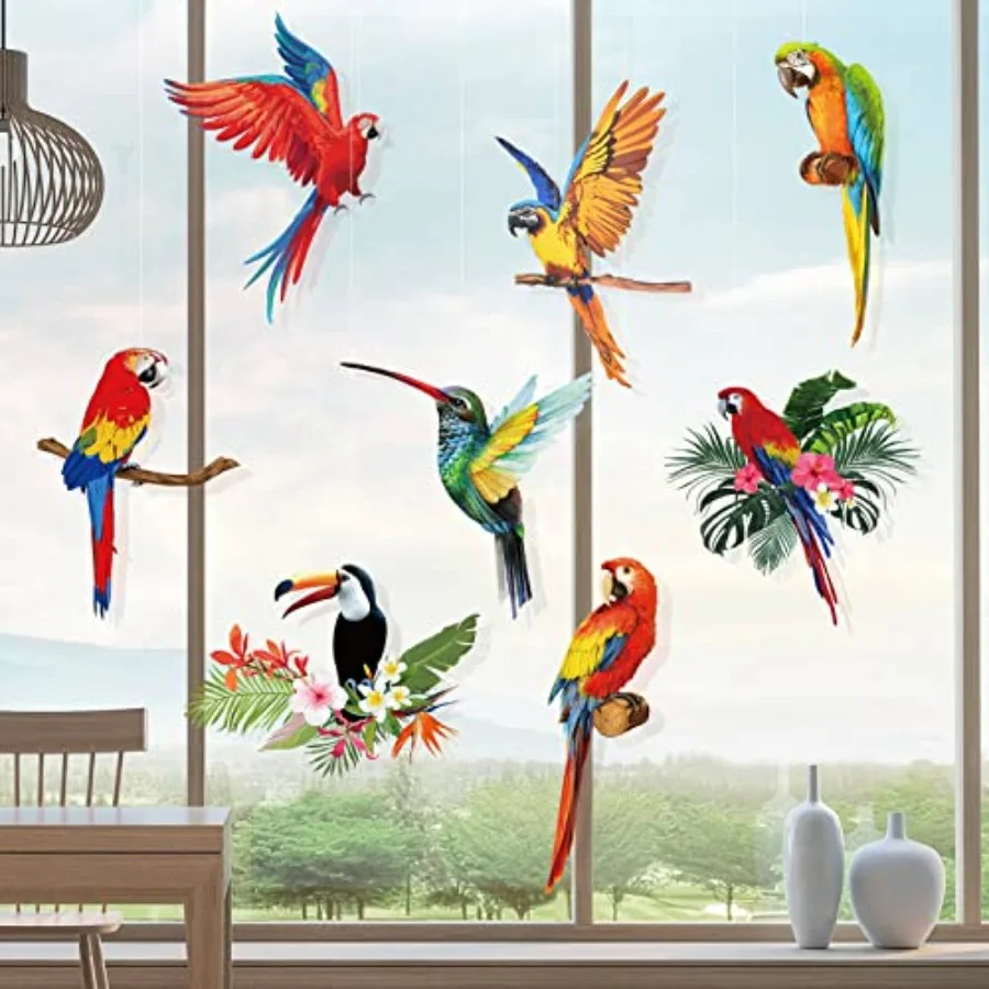 24 Pcs Tropical Birds Decorations Rio Jungle Party Decorations Luau Hawaiian Parrot Hummingbird Rainforest Hanging Paper Birds