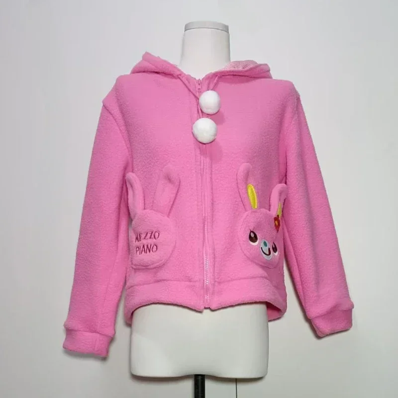 2025 misa hot sale Japanese Lolita Style Autumn Winter Women Sweet Wool Jacket Kawaii Soft Bunny Ears Hooded Coats Cute Cartoon