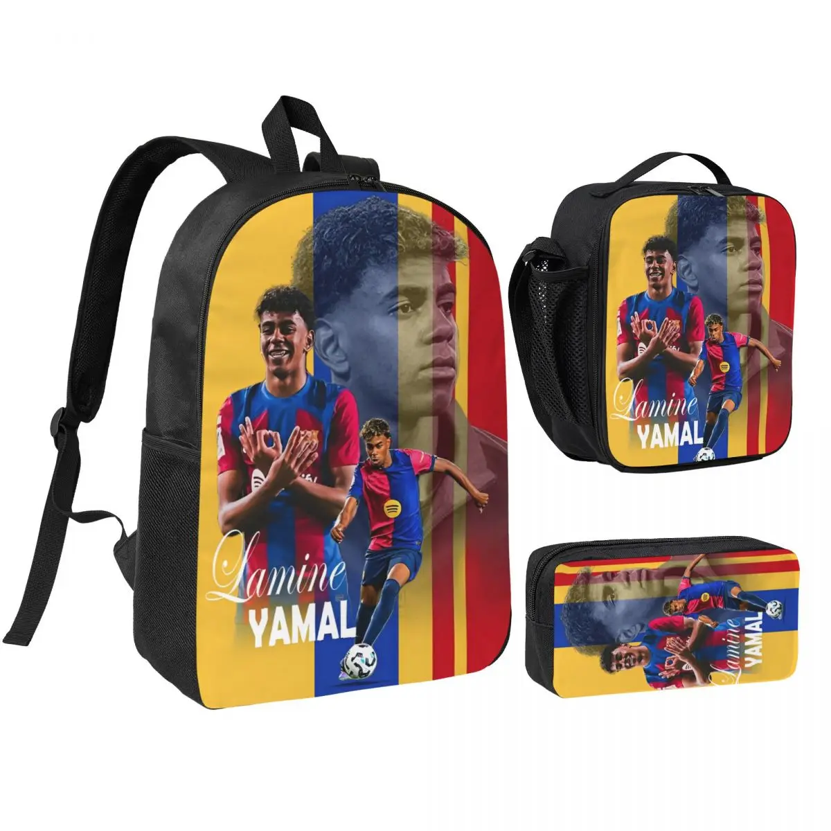 

Spain Football L-Lamine Y-Yamal 3pecs/set Backpack for Teenage College Shoulder Bag Lunch bag Pencil Case