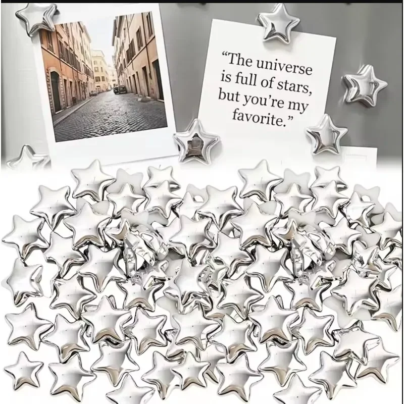 Hot Sell 5PCS Vintage Electroplated Star Fridge Magnets, Photo Memento Holder DIY Refrigerator Decals Kitchen Home Decor