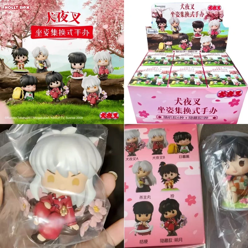 Caja ciega Inuyasha genuina, juego de postura sentada, estatuilla, modelo, adorno, juguete para regalo periférico de animé, figura Kikyo Gowei