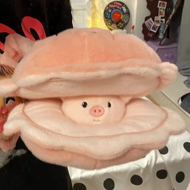 

55cm Shell Pearl Creative Plush Toy Real Pig Stuffed Super Soft Kawaii Doll For Children's Birthday Christmas Gift