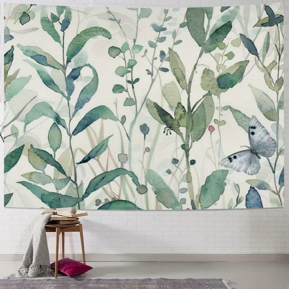 

1pc butterfly wallpaper watercolor tapestry wall hanging, polyester fabric, suitable for living room, bedroom, dormitory