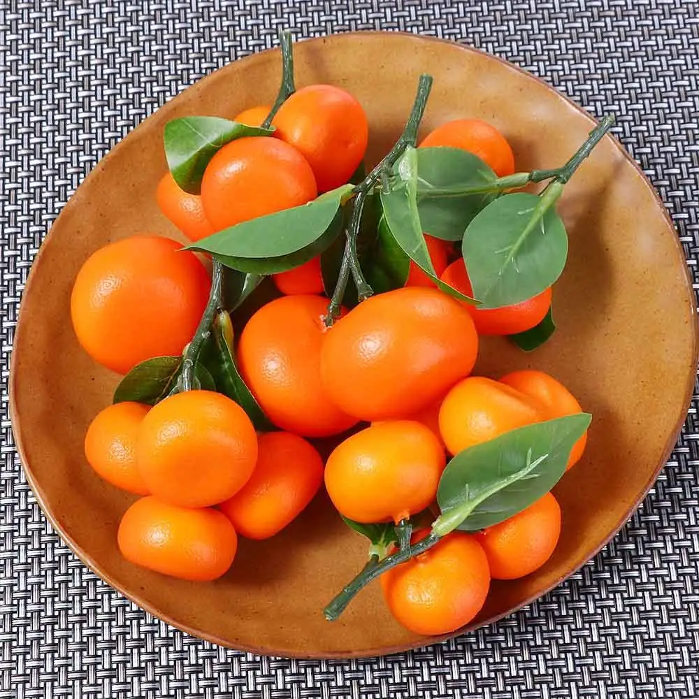 

Fruit Display 3-6 Branches Home Ornaments with Fruits and Leaves Artificial Fruit Fake Oranges Party Decor Tangerine Model