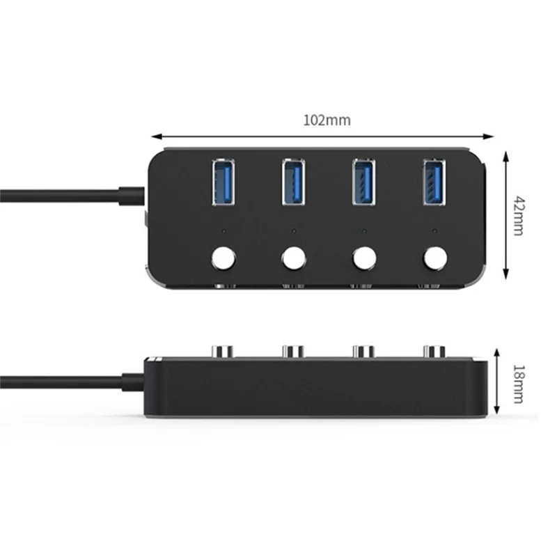 USB 3.0 Power Adapter 4 Ports Aluminum Alloy Splitter Hub USB Hub 3.0 USB Multi Extender Switch 1.2M Cable Hub EU Plug A