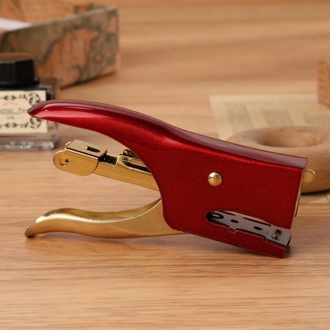 1pc metal handheld stapler, portable multi-functional paper binding supplies, office and school supplies, binding tools