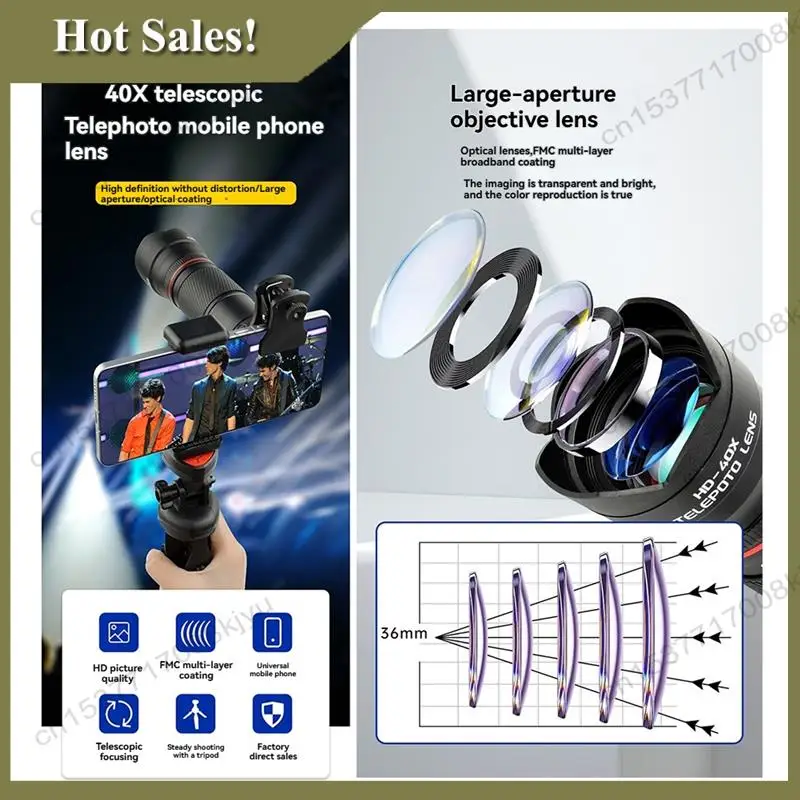 -A23G Telephoto Lens With 40X Zoom And Tripod For Smartphones-Ideal For Hiking, Camping, Wildlife Observation& Moon Photography