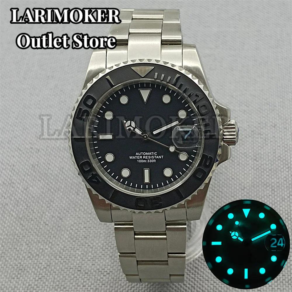 

LARIMOKER 40mm black dial Date luminescence NH35 Mechanical Men's Watch Sapphire Glass Stainless Steel Strap