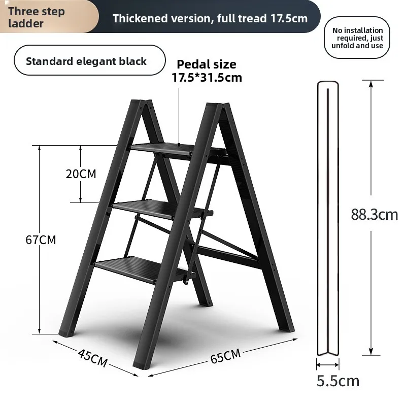Foldable Aluminum Alloy Ladder Thickened Indoor Multifunction 3 Step Flower Rack Multi Functional Step Ladder Folding Ladder