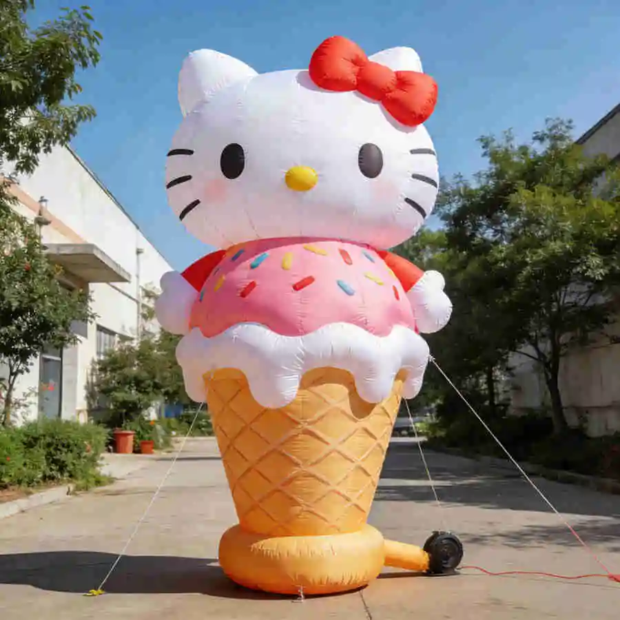

Надувная фигура Гигантская Hello Kitty в виде мороженого для летних коммерческих акций, промоакций бренда и мероприятий на открытом воздухе