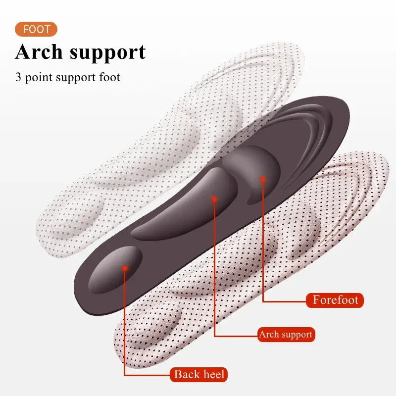 4D Massage Insoles for Running Sport Breathable Shoe Inserts Arch Support Plantar Fasciitis Pain Relief Soft Cushion Foot Pads