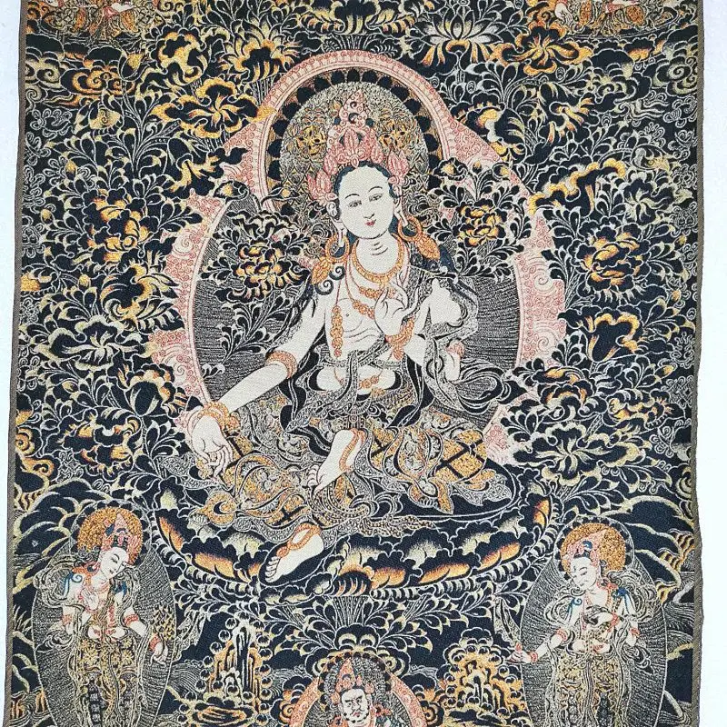 Tibet Tibetan Cloth Silk Goddess guanyin bodhisattva Thangka Tangka Embroidery Painting