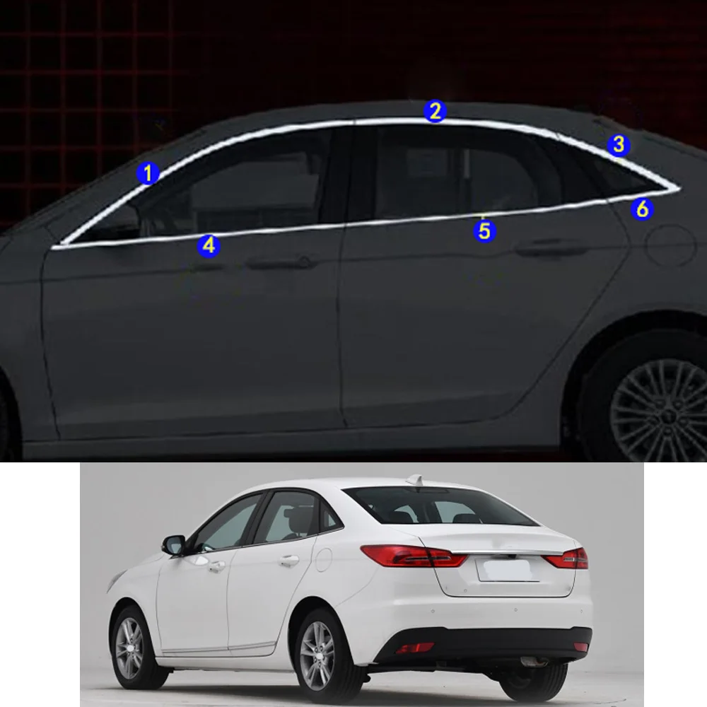 

For Ford ESCORT 2014 2015 2016 2017 2018 2019 2020 2021 Car Sticker Garnish Pillar Window Middle Strip Trim Frame Hoods Parts