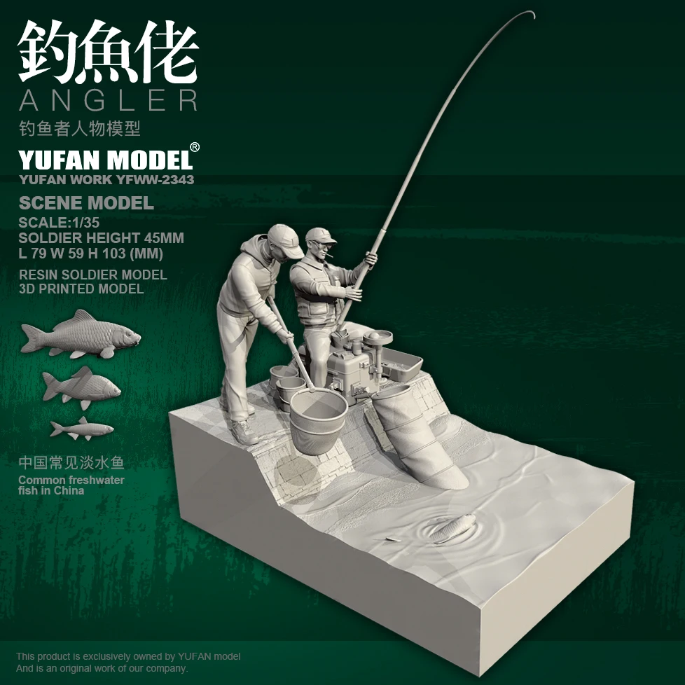 YUFAN Oryginalna figurka z żywicy w skali 1/35 Rybak YFWW-2343 + 3D