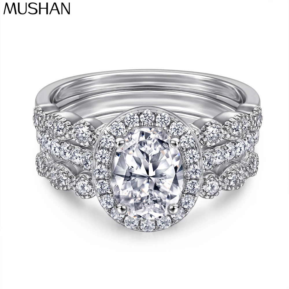 MuShan Jewelry 925 Sterling Silver Ring Wedding Band HCD Gemstones Engagement Party Elegant Jewelry Women Rings Fine Jewelry