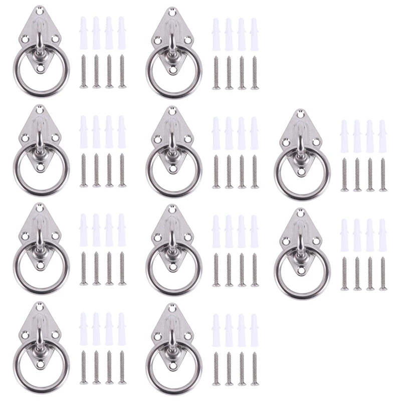 10 шт 80 мм x 50 мм Монтажный крючок для стен или потолка с круглым кольцом кронштейн из нержавеющей стали/крепление