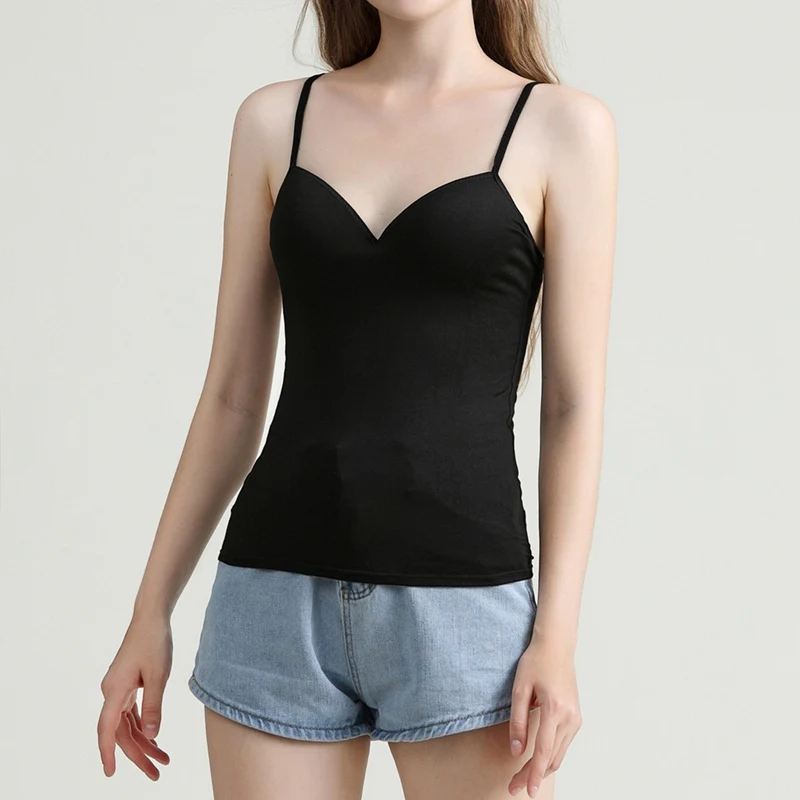 Solid Padded Bra Sexy Women Tops Camisole Top Women Vest Women Camisole with Built in Bra Cami Top Vest Tank Top