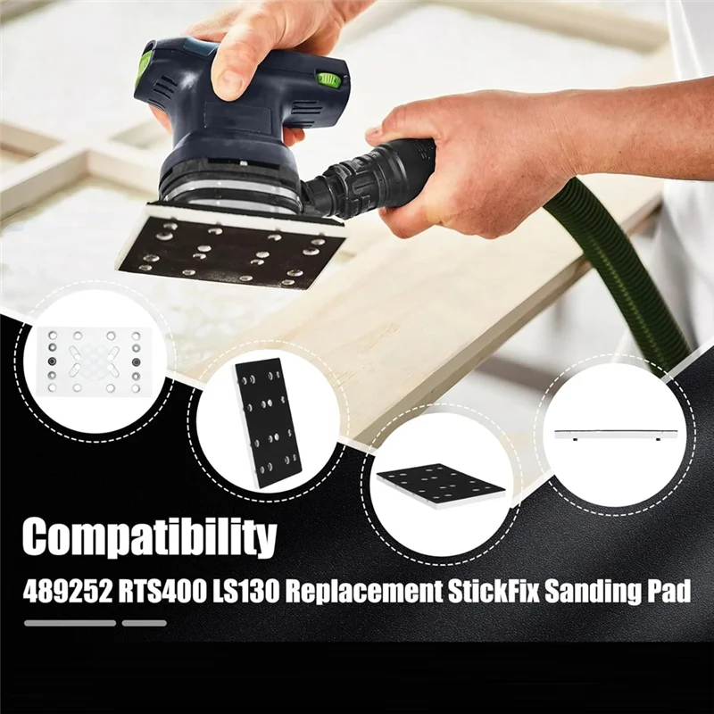 ABWZ-2Pack 130X80mm 후크 & 루프 샌딩 패드 Festool RTS 400 REQ 전기 샌딩 패드 용 12 홀 교체 플레이트
