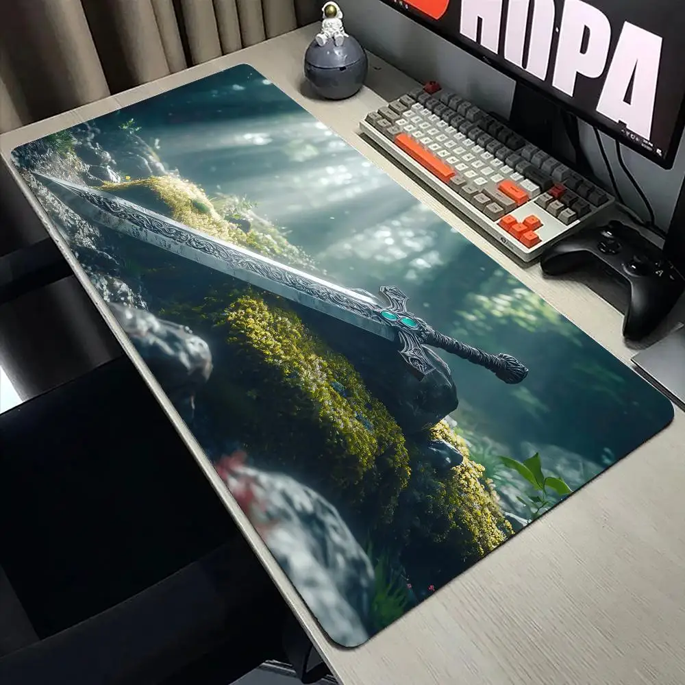 

Японский коврик для мыши Katana Design, большой коврик для компьютерной офисной игровой настольный коврик XXL, резиновый противоскользящий коврик для игровой клавиатуры, длинные настольные коврики