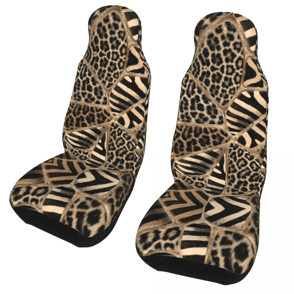 Animal Print Car Seat Cover Custom 3D Print Leopard And Zebra Pastel Gold Automobiles Seat Covers Fit for Cars Trucks SUV Auto