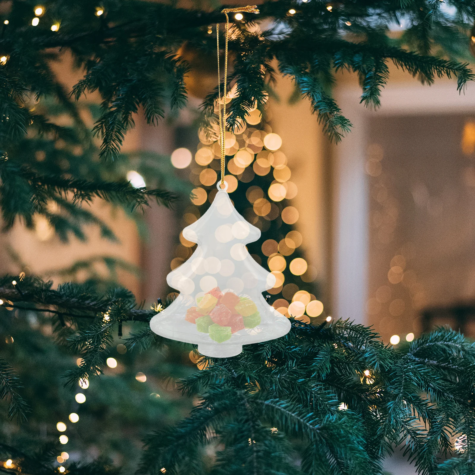 

6Pcs Elegant Christmas Tree Candy Boxes Transparent Plastic Jars for Holiday Treats and Decorative Gifts Christmas Candy Holder