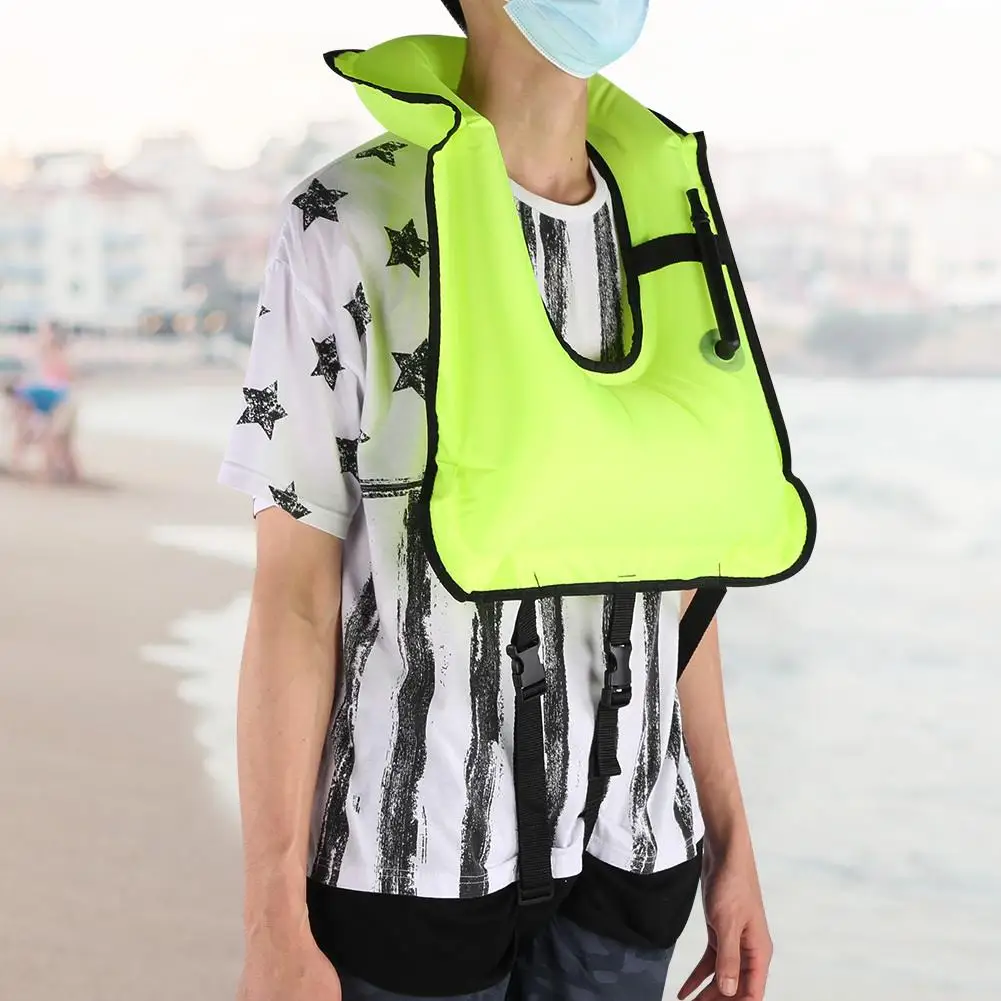 Adults Inflatable Snorkel Vest - Portable Life Jacket & Buoyancy Aid for Swimming