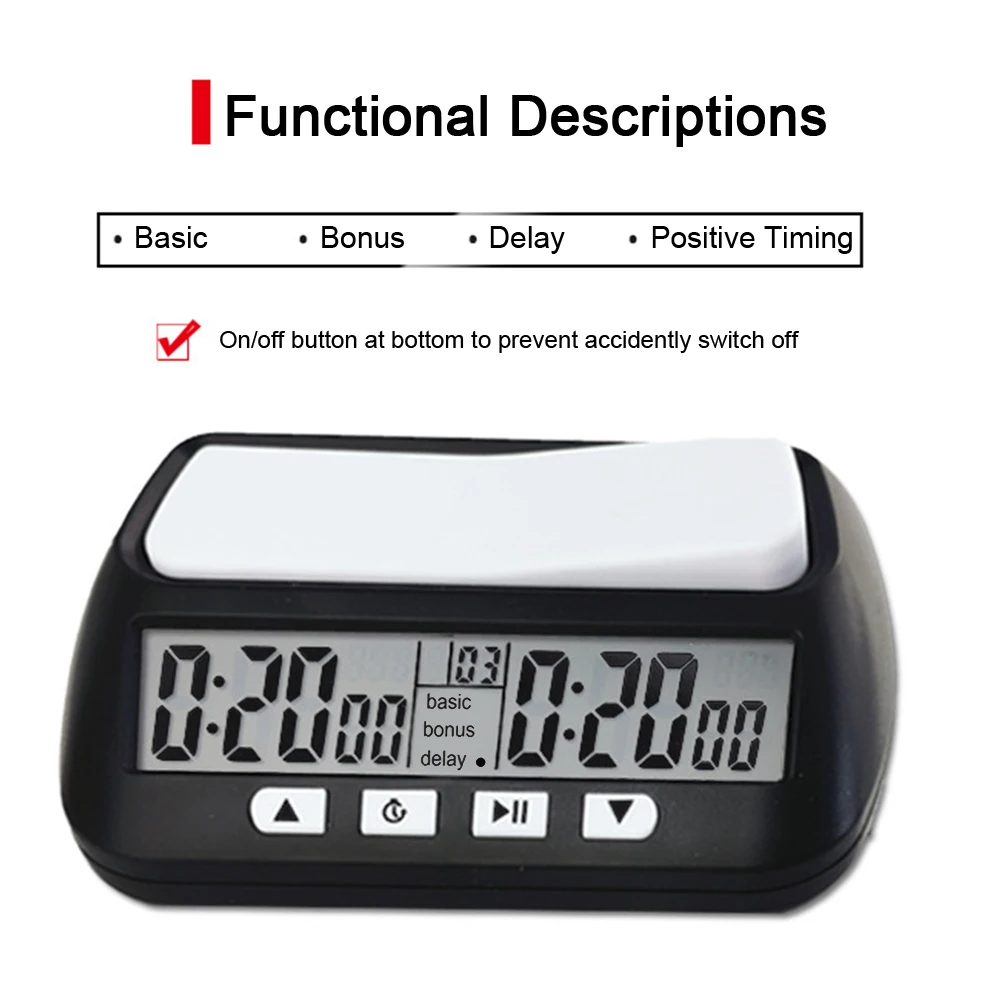 Reloj de ajedrez portátil multifunción 3 en 1, cronómetro Digital para juegos de mesa, cálculo profesional, Medidor de Tiempo con alarma