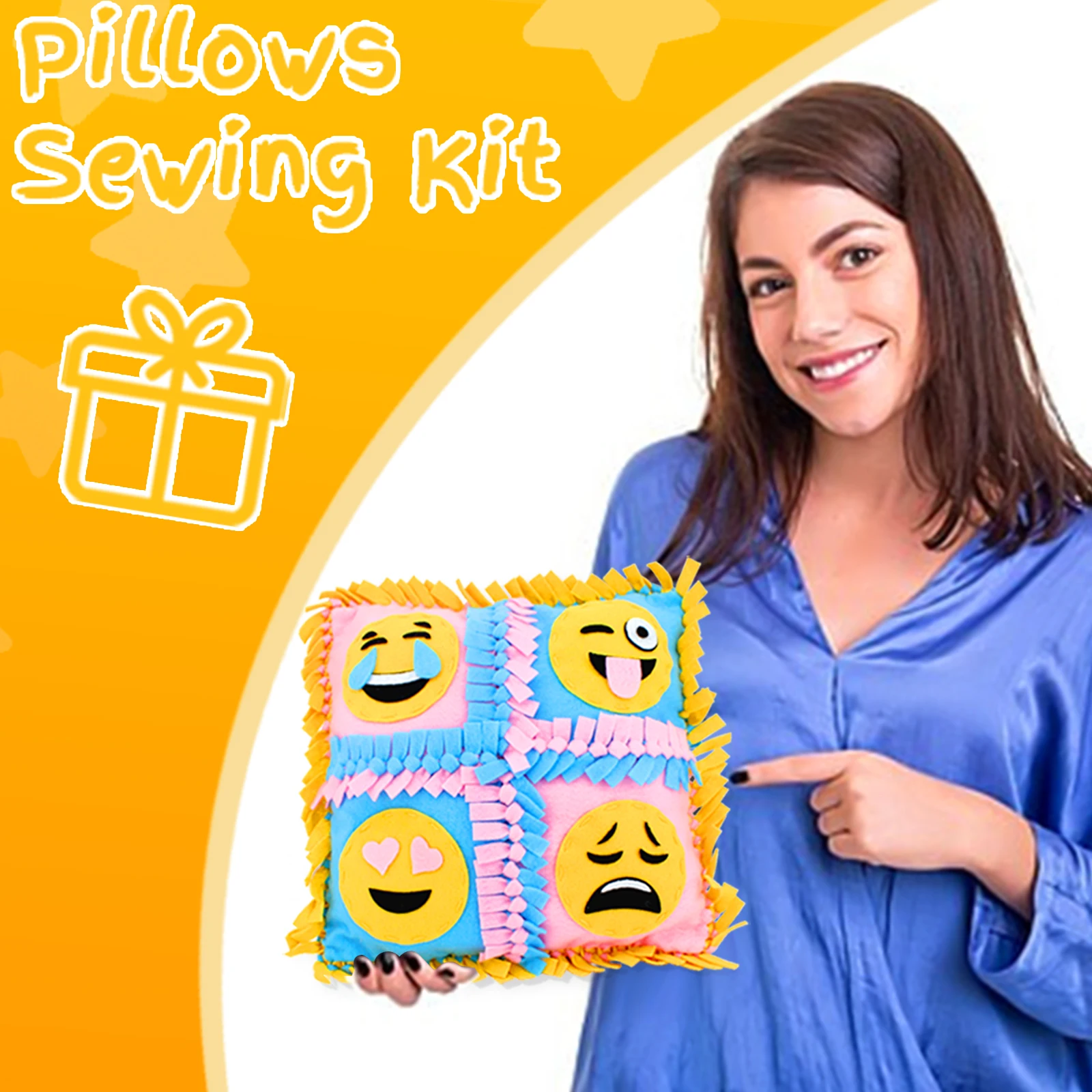 Knotted Pillow DIY Sewing Fabrics Crafts Felt Supplies Kits Sets Gifts for Kids for Adults for Boy Teenager for Girls
