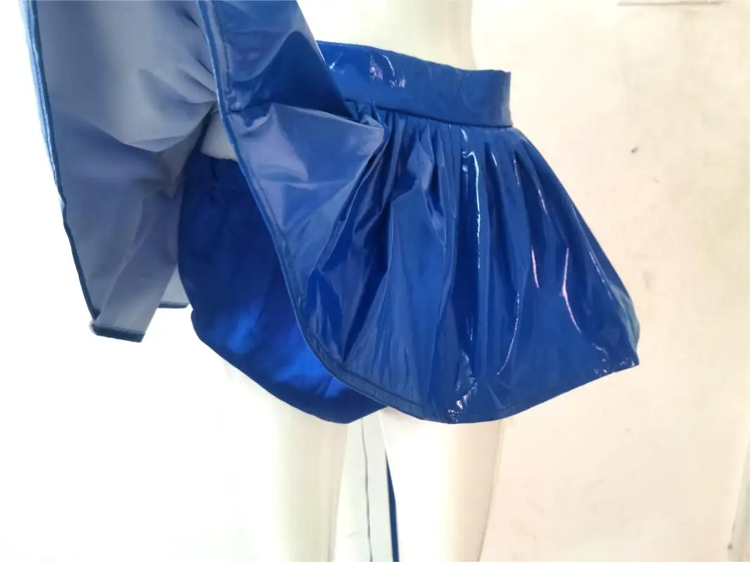 French Sexy Adult Custom Fetish Cross Dressing Sissy Blue PVC Half Body Skirt with Underwear Can Be Customized in Multiple Color