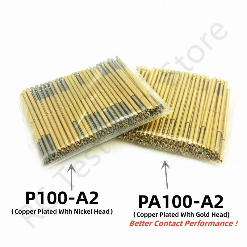 100 pz P100-A2 sonda di prova a molla P100-A Pin di prova PCB strumento di prova 33.35mm Dia 1.36mm nichelatura testa Dia 1.5mm ago Pogo Pin