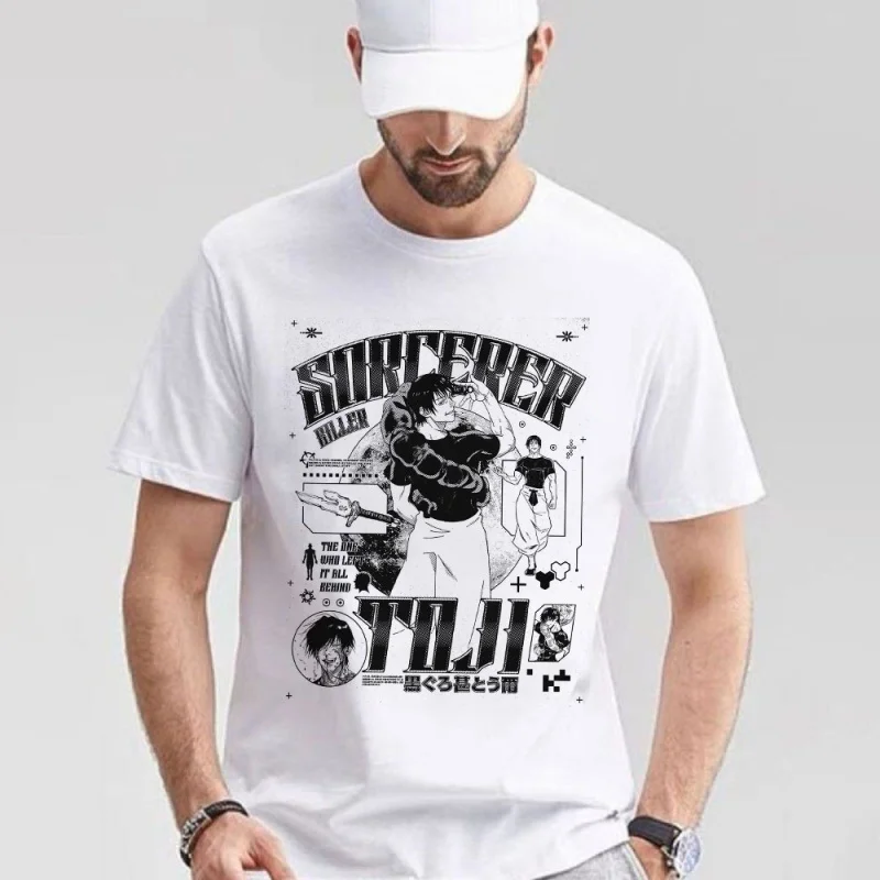 

0309 Toji Fushiguro Anime T shirt Jujutsu Kaisen Manga Men's print Graphic Tee Shirt 100% cotton Y2K clothes All size tops S-6XL