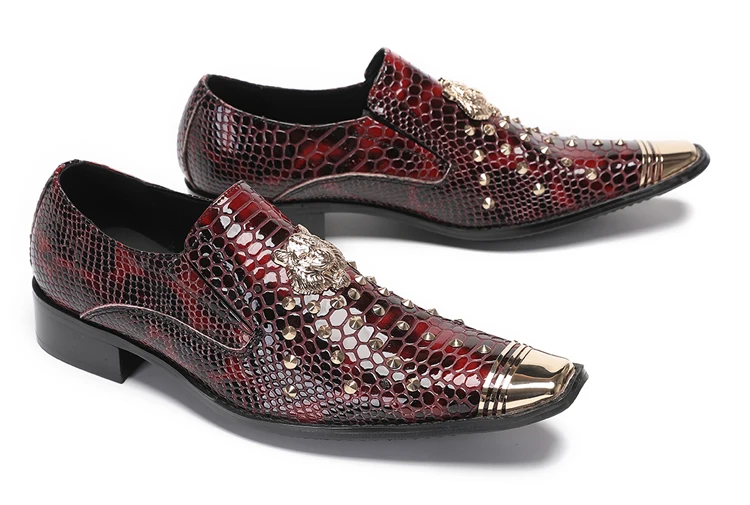 BOARD Herbst Herrenschuhe Spike Luxuriöse Persönlichkeit Bankett Niete Tigerkopf Druck Formelle Kleidung Schuhe – Detail 37