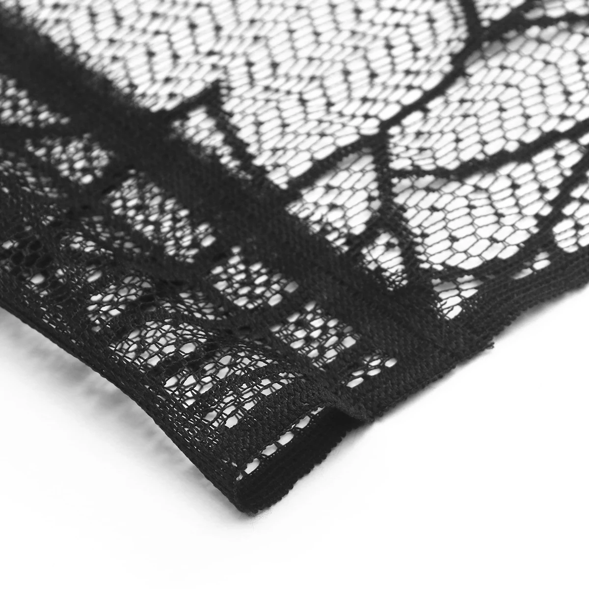 

Black Lace Fireplace Mantel Scarf Spider Web Bat Design Halloween Tablecloth Stove Decor Cloth Durability Year Round Use