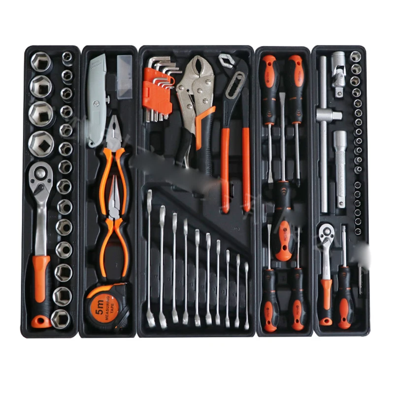 

CT128502 Многофункциональный набор из 85 предметов, инструмент для ремонта автомобилей, портативный бытовой комбинированный полный железный лист, складной ручной набор инструментов