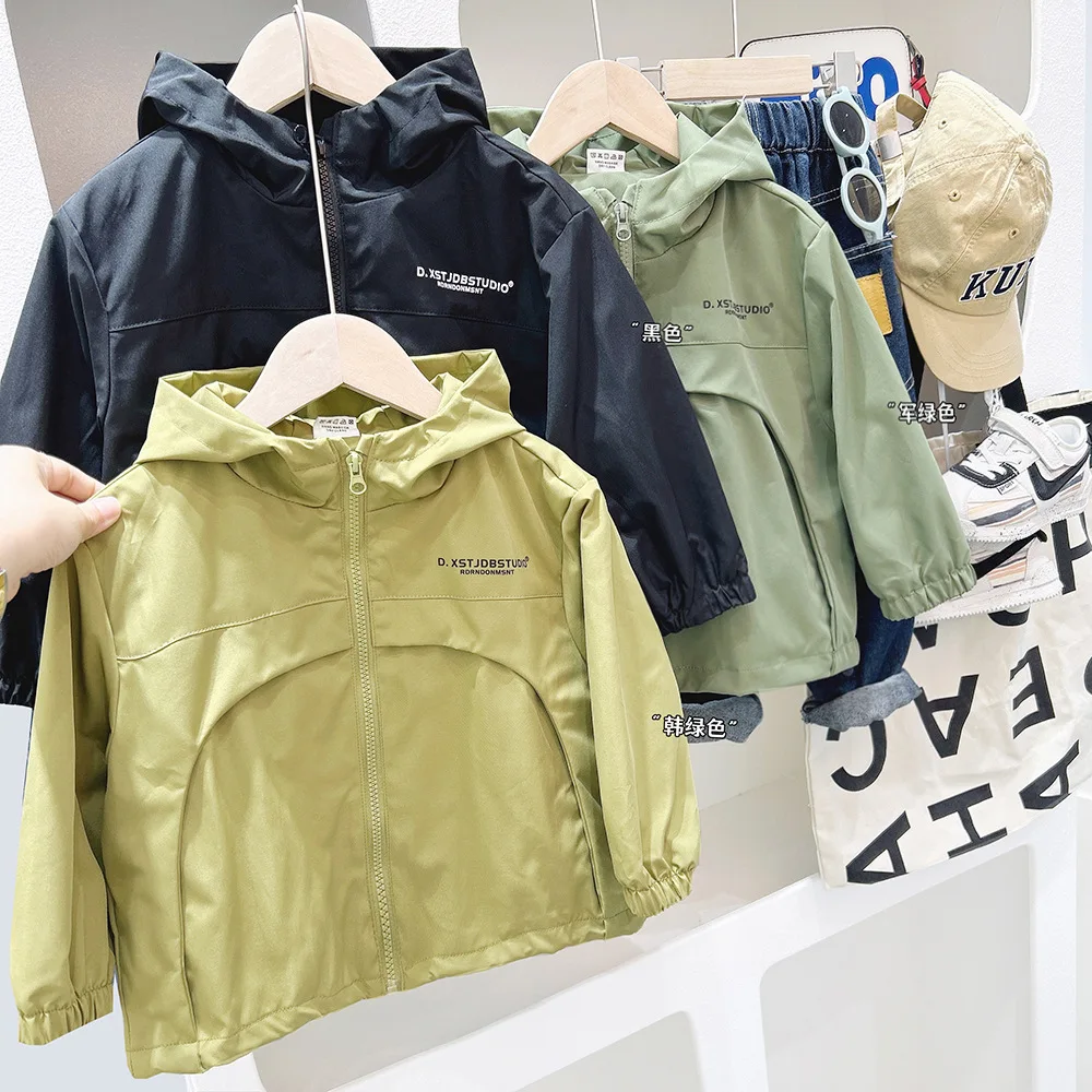 

Fashion Baby Boys Zipper Hooded Windbreaker Clothing 2024 Spring Autumn Kids Korean Solid Color Outerwear Children Jacket Coats