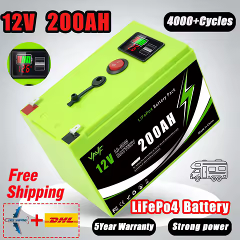 Lithium Battery 12V 200Ah Lithium Iron Phosphate Battery w/ Enhanced BMS-Perfect for Solar Storage🚎RV, Boat, Solar Battery🗜️