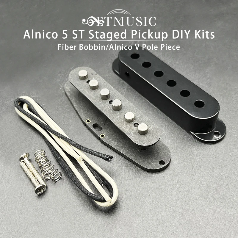 

[Pickup DIY Kits] Alnico 5 ST Staged Pickup Kits- Fiber Bobbin/Alnico V Pole Piece/Waxed Cloth Cable Pickup Kits for ST Guitar