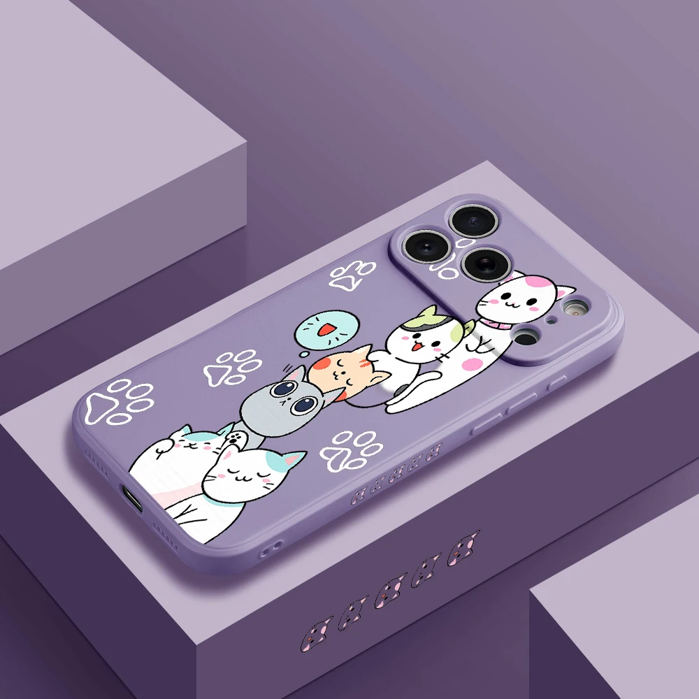 لطيف القط نمط غطاء من البولي يوريثان كوكه آيفون 17 ProMax 17 الهواء 16 15 14 13 12 11 برو ماكس XS Max7 8 Plus 16e 16 Plus