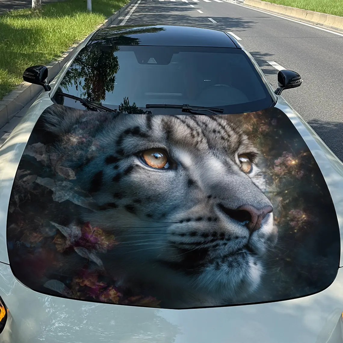 

Car Decals Realistic Snow Leopard with Striking Eyes Amidst a Cosmic - Like Background Car Hood Sticker, Waterproof Self - Adhes