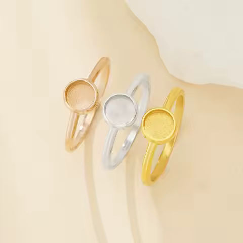 6MM Keepsake Breast Milk Resin Round Bezel Cup Ring Settings,Stainless Steel Round Ring,Rose Gold Silver Ring 1215093