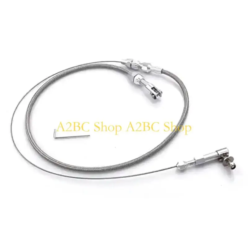 A2BC Universal Braided Throttle Cable Easy Installation Throttle Cable Assembly with Wrench Stainless Steel Construction