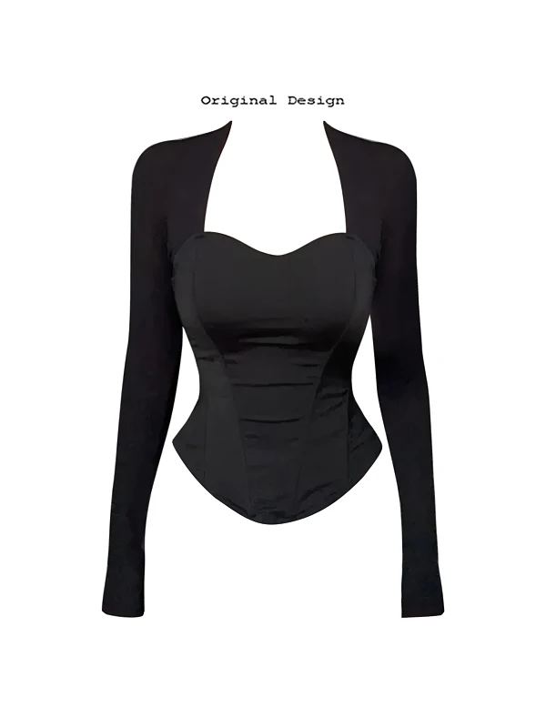 

Женская осенняя футболка размера плюс в американском стиле с длинным светом, облегающий топ с квадратным воротником, сексуальный шикарный дизайн из волокна