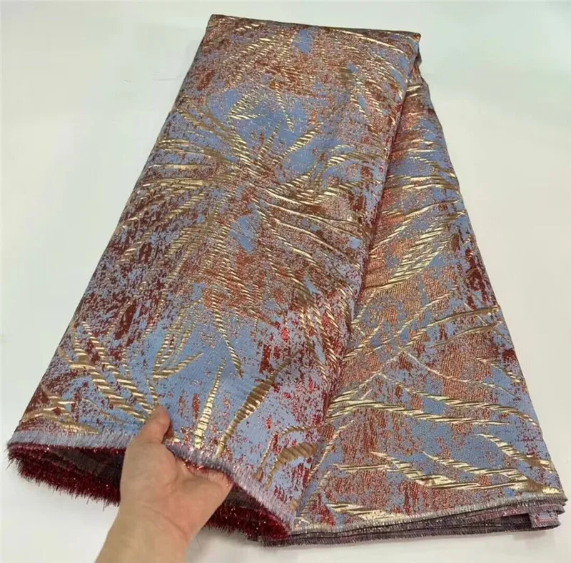 

Женская Роскошная жаккардовая ткань Африканское парчовое Damask 2023, нигерийское цветочное позолоченное кружевное платье, Женская ткань Brocard 5 ярдов DJB43