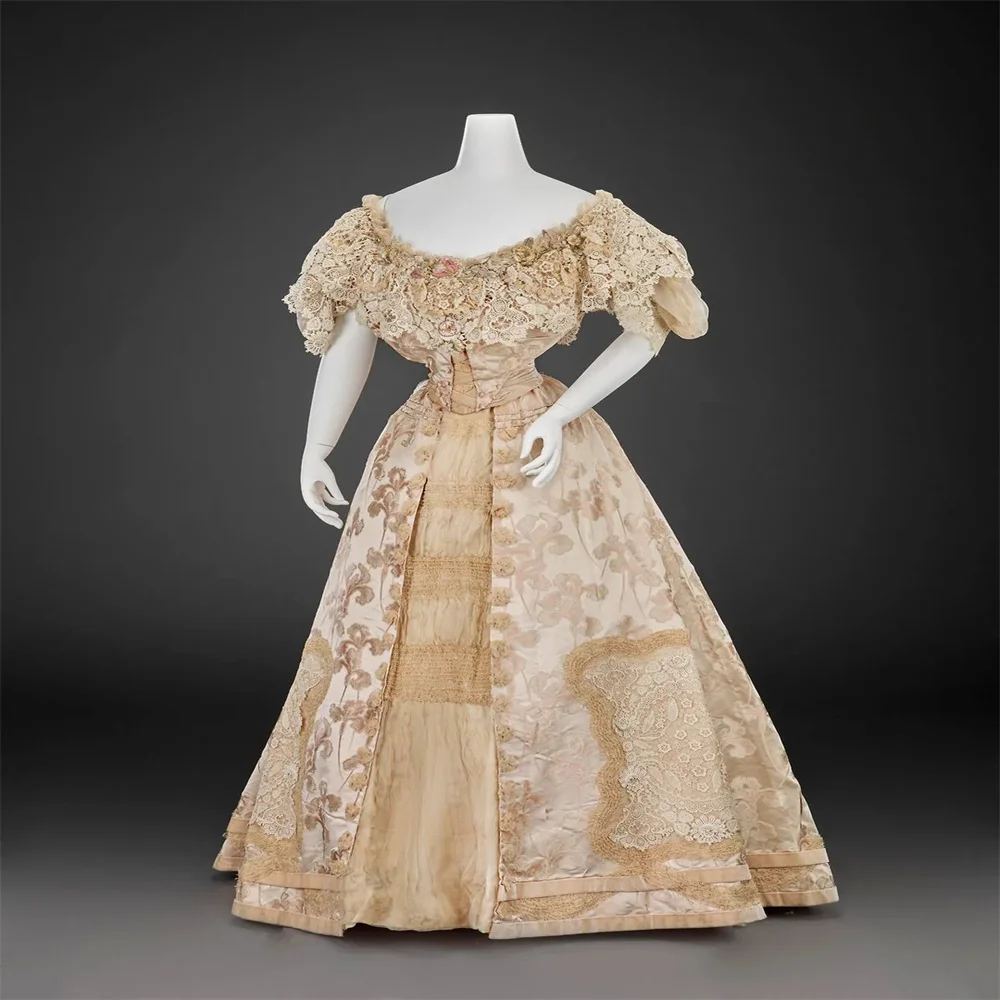 

1889s Vintage Victorian Lace Prom Evening Dresses Duchess Afternoon Visiting Civil War Southern Belle Ball Gown