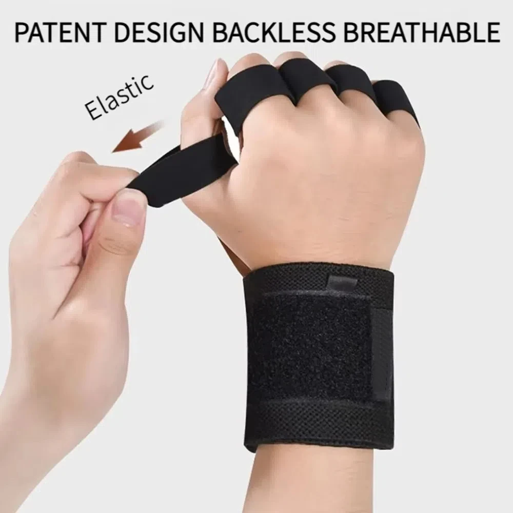 1 Pair Cowhide Weight Lifting Gloves Four-finger Non-Slip Ventilated Gym Wristband Training Breathable Fitness Workout Gloves