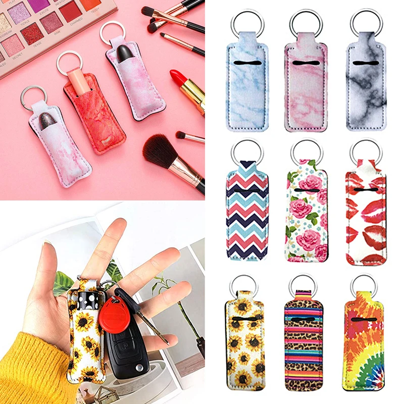 17Styles Lipstick Cover Keychains Chapstick Holder Rose Lipstick Cover Floral Crown Keychain Colorful Cozy Chapstick Wrap