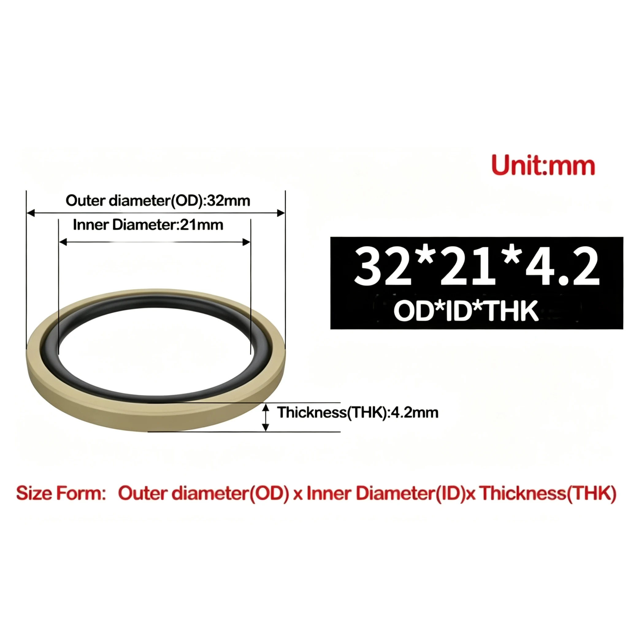 Combination Seal FKM Hydraulic Cylinder Reciprocating Seal STD for Hole and Shaft Two-Way Piston Rod Seal With Wear Ring