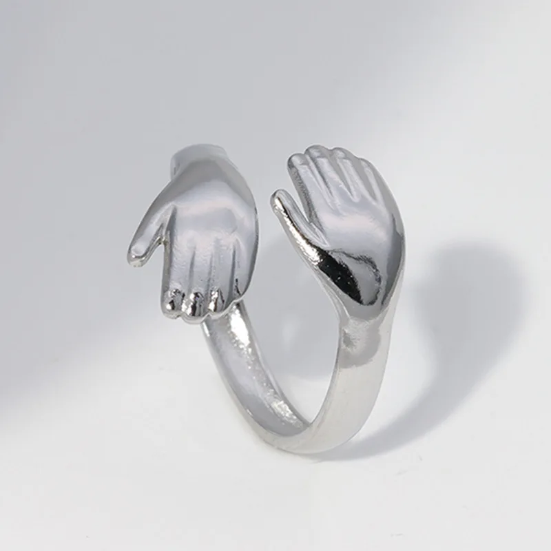 Adjustable Stainless Steel Muscle Hand Rings for Women Fashionable Open Hand Adornment Party Jewelry New Trend