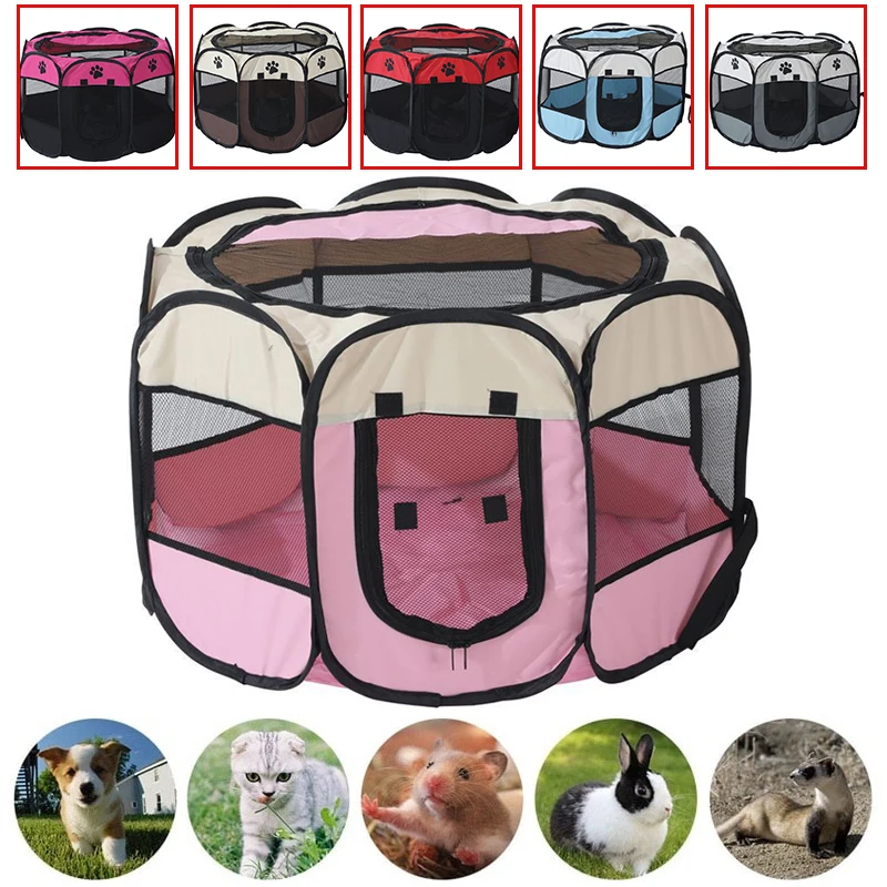 Cat Cage Pet Octagonal Pet Pen Ventilation Multi Color Choice Portable Folding Outdoor Camping Tent Maternity Warehouse