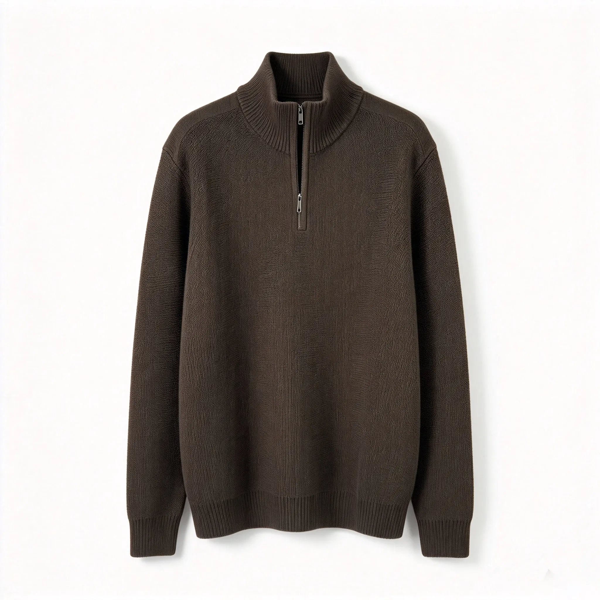 Men's Warm Wool Thermal Knitwear Zip Pullover Sweater Stand Collar Long Sleeve Coats Jackets Jumpers for Winter
